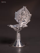 Artistic German Silver Ganesha Diya with Stand
