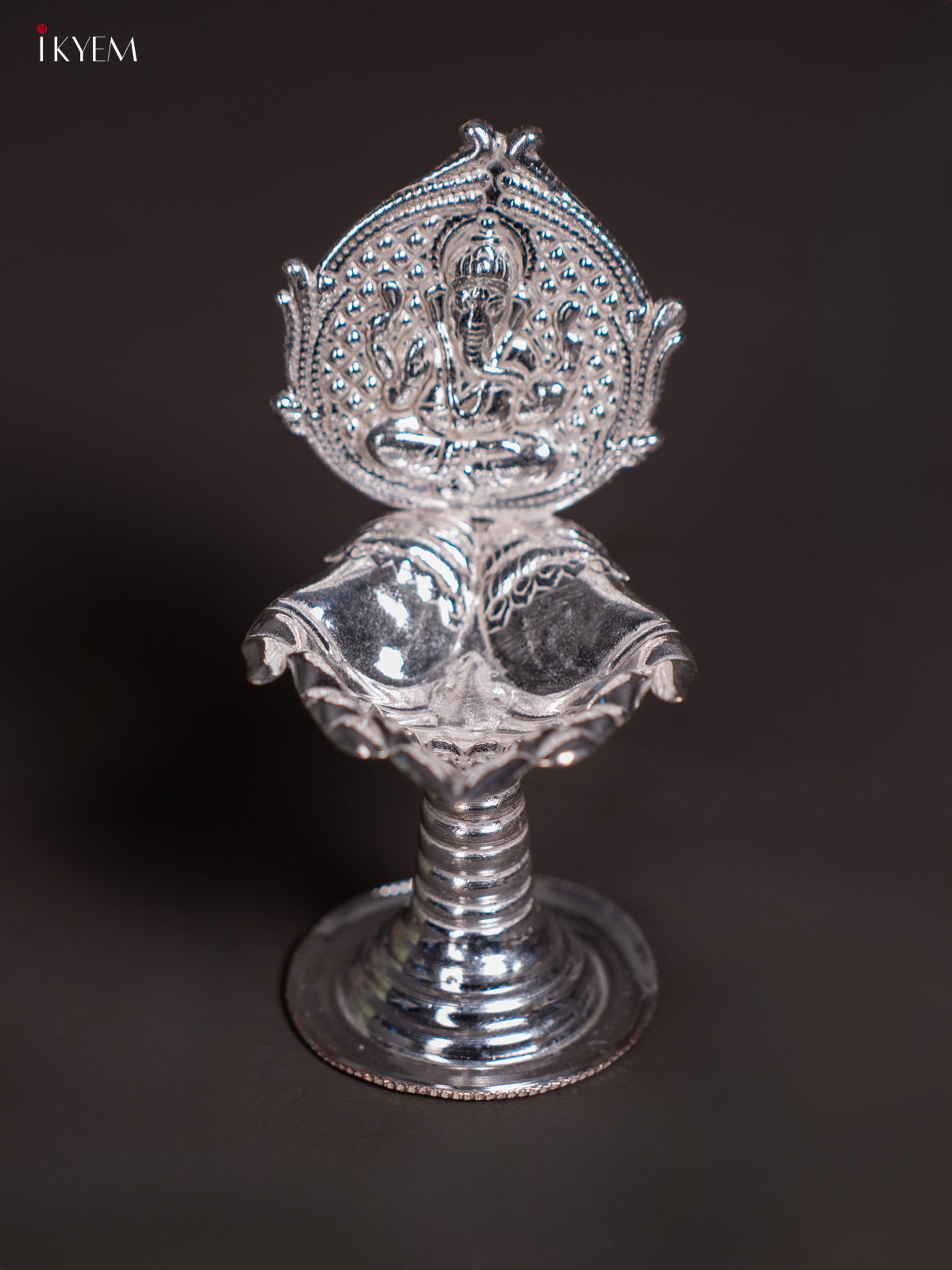 Artistic German Silver Ganesha Diya with Stand 1
