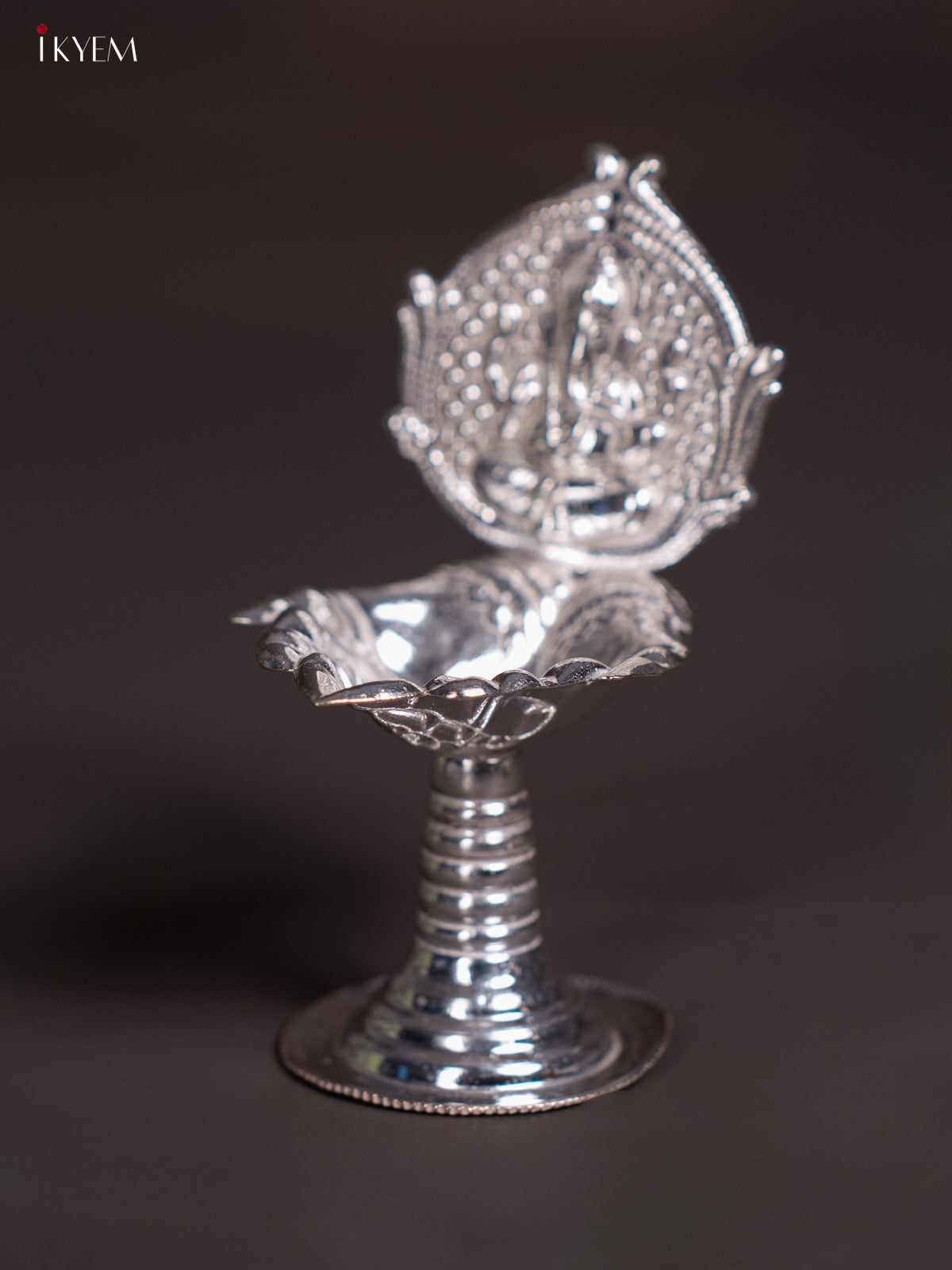 Artistic German Silver Ganesha Diya with Stand 2
