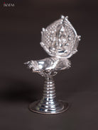 Artistic German Silver Ganesha Diya with Stand 2
