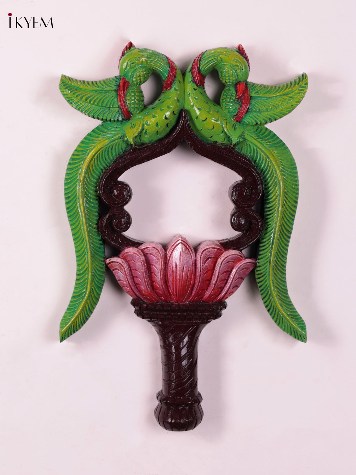 Artistic Hand Carved Twin Parrot Wooden Wall Frame 