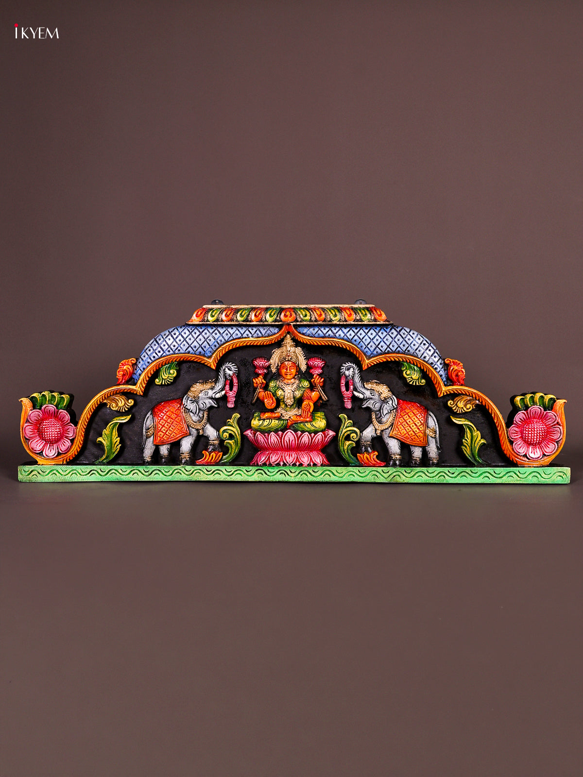 Artistic Hand Painted Goddess Gajalakshmi Wooden Panel 