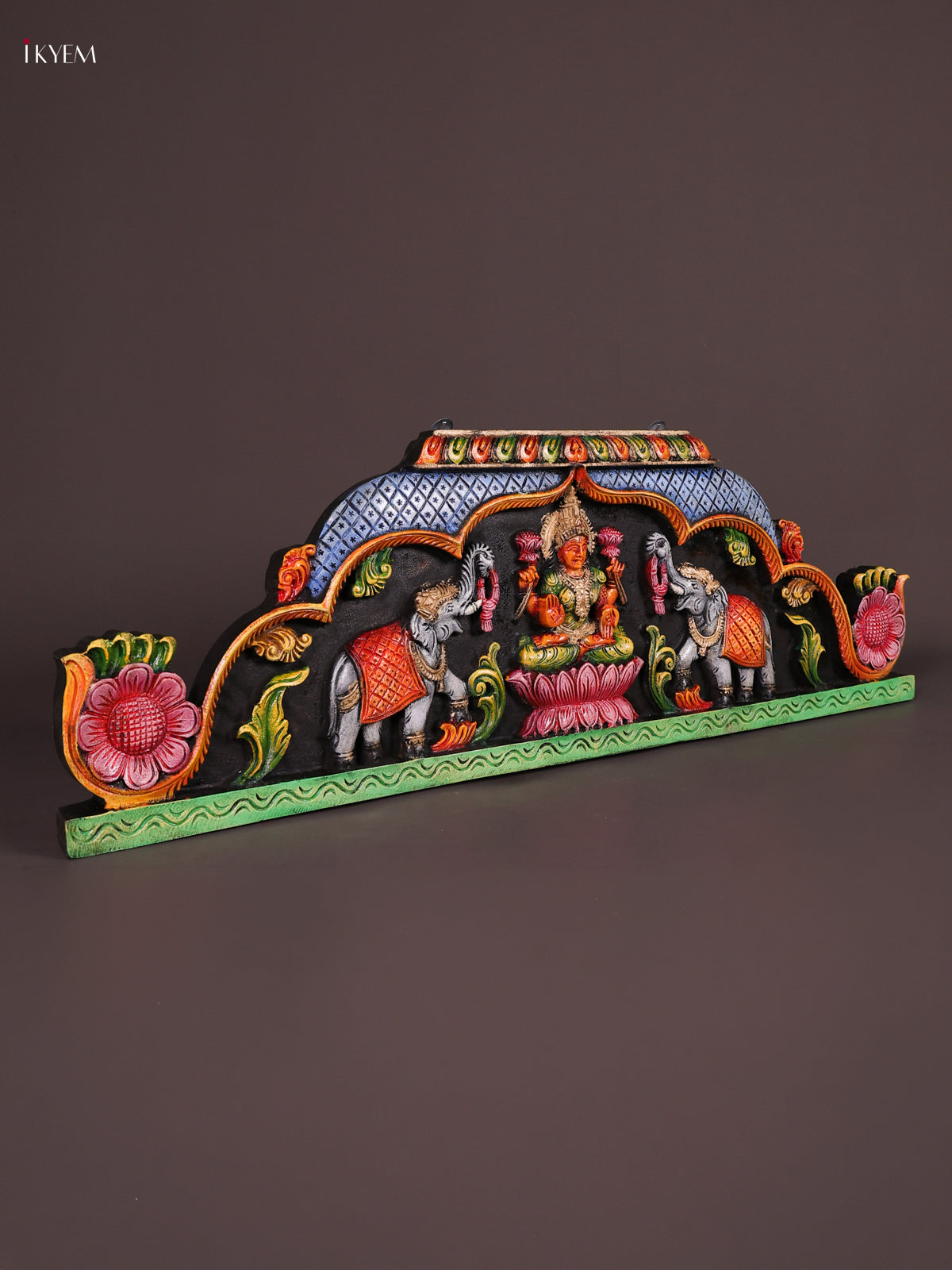 Artistic Hand Painted Goddess Gajalakshmi Wooden Panel 1