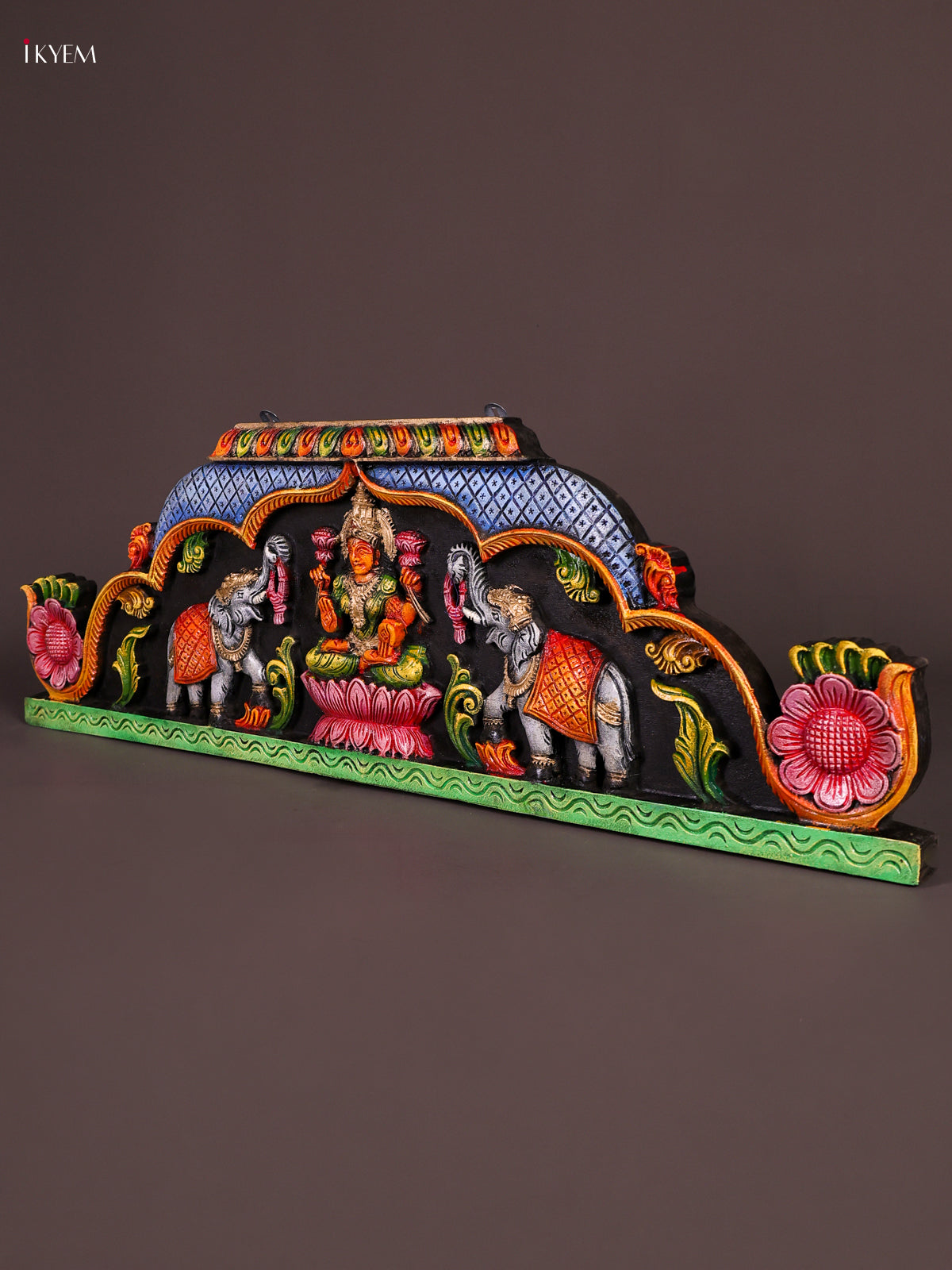 Artistic Hand Painted Goddess Gajalakshmi Wooden Panel 2
