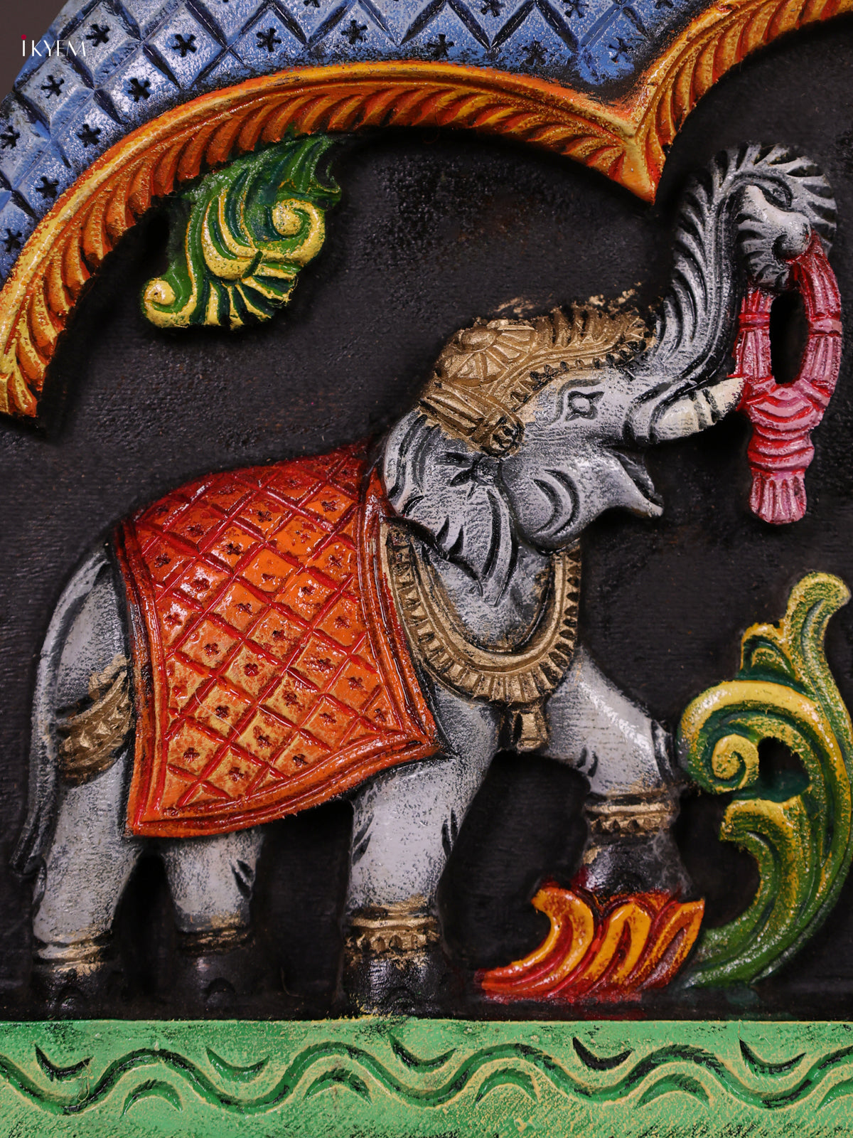 Artistic Hand Painted Goddess Gajalakshmi Wooden Panel 3