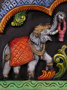 Artistic Hand Painted Goddess Gajalakshmi Wooden Panel 3