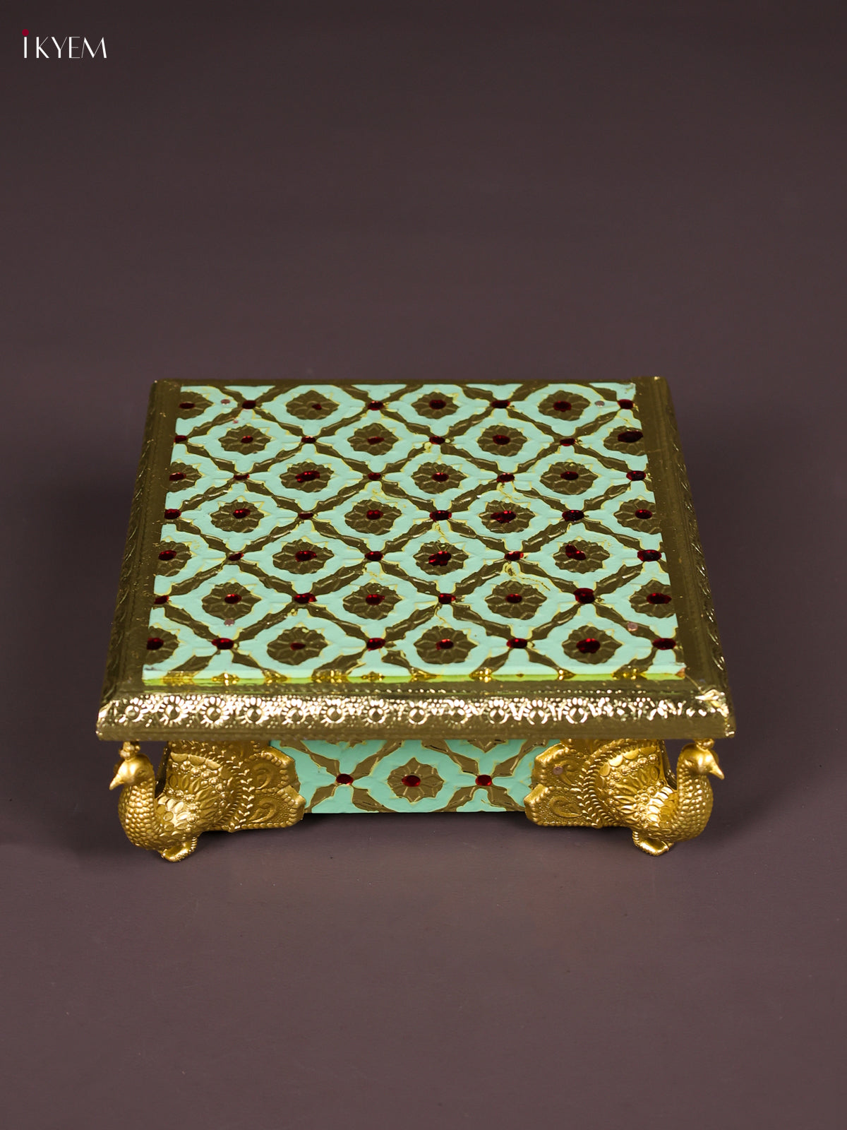Artistic Pista Green Manai with Meenakari Pattern & Peacock Embossed Legs 