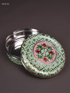 Artistic Pista Green Meenakari Steel Box 