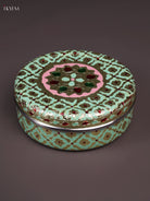Artistic Pista Green Meenakari Steel Box - 7 inch 