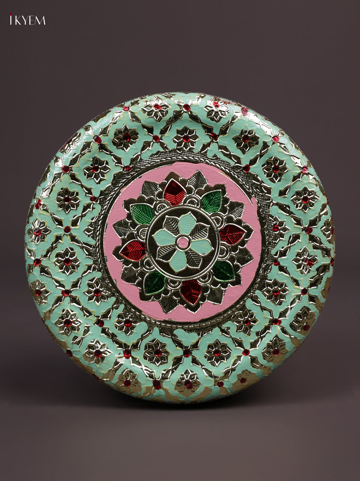 Artistic Pista Green Meenakari Steel Box 2