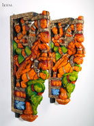 Artistic Set Of 2 Handcrafted Horse & Rider Wooden Wall Bracket 