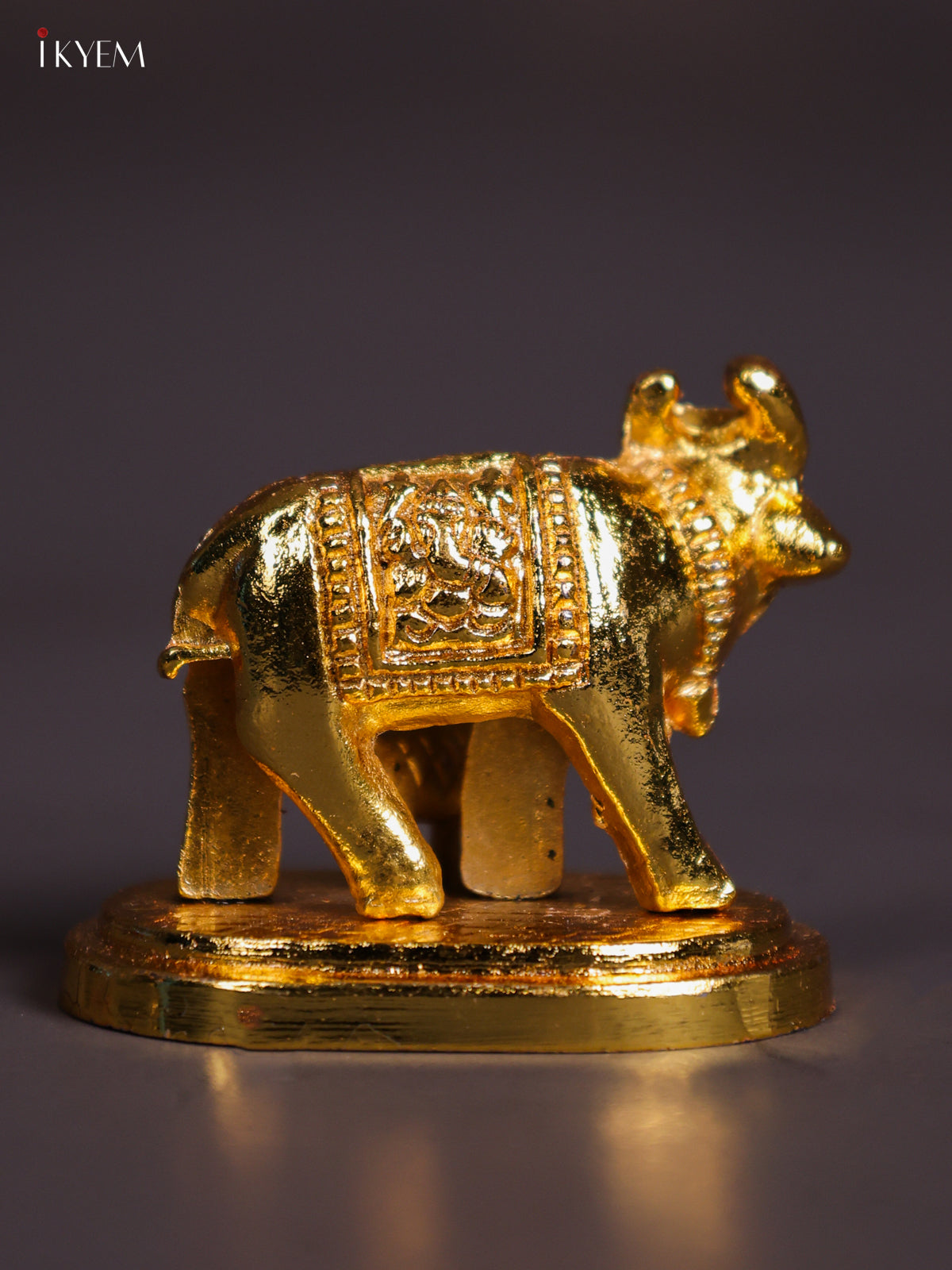Auspicious Gold Plated 1.5 Inch Cow & Calf Figurine 2