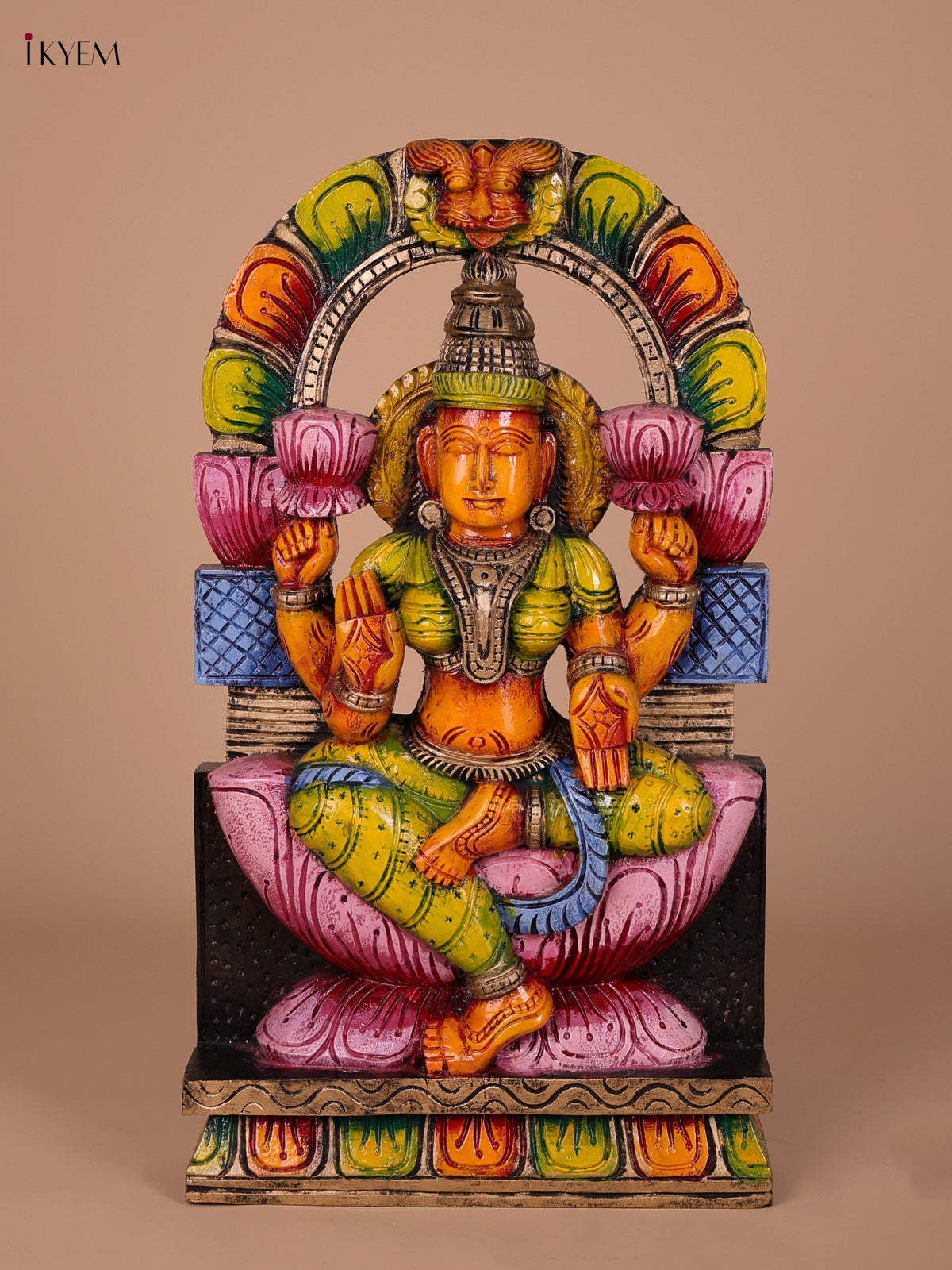 Auspicious Handcrafted Goddess Lakshmi Wooden Statue