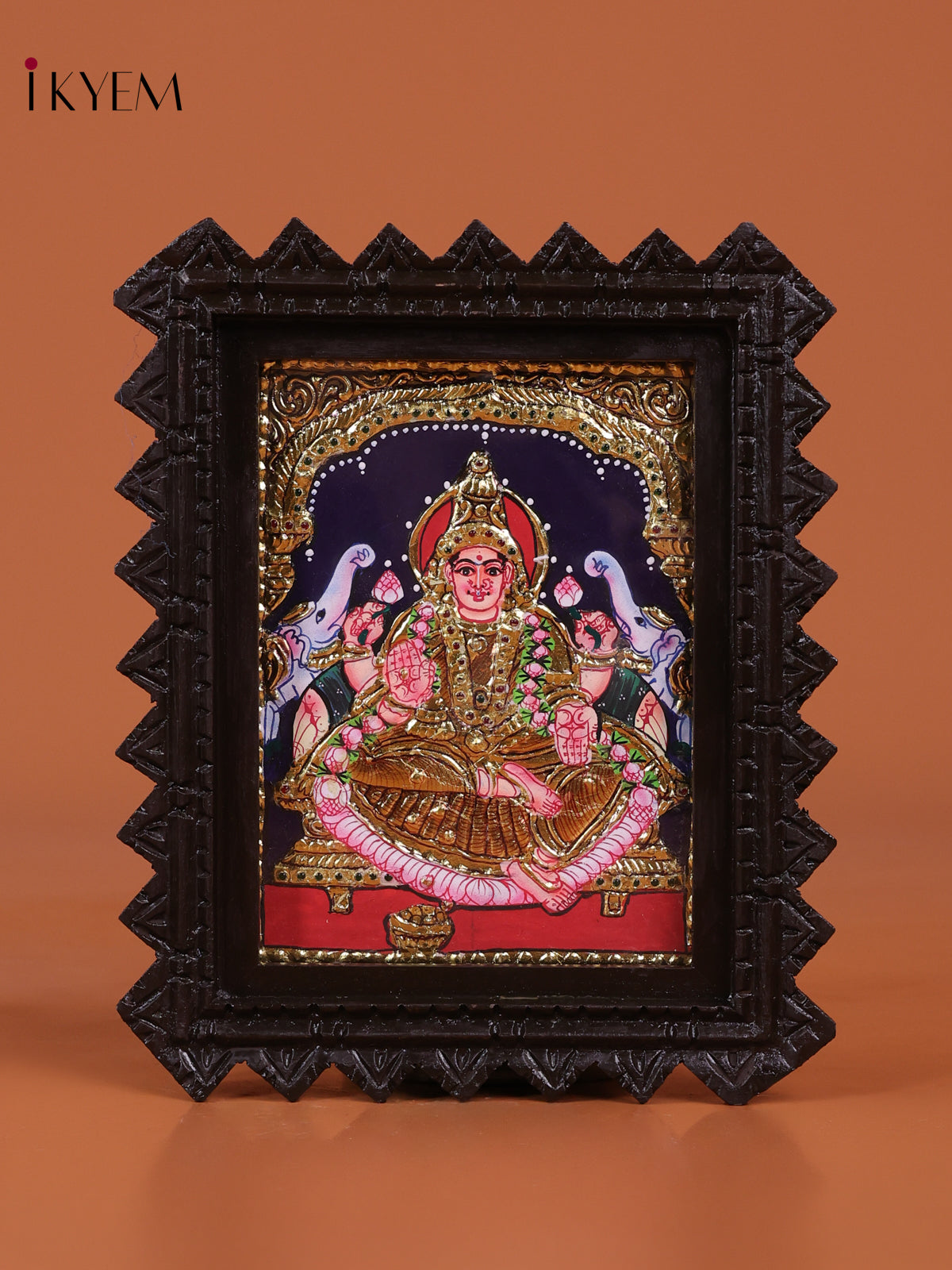 Authentic GajaLakshmi Tanjore Painting In Chettinad Frame 
