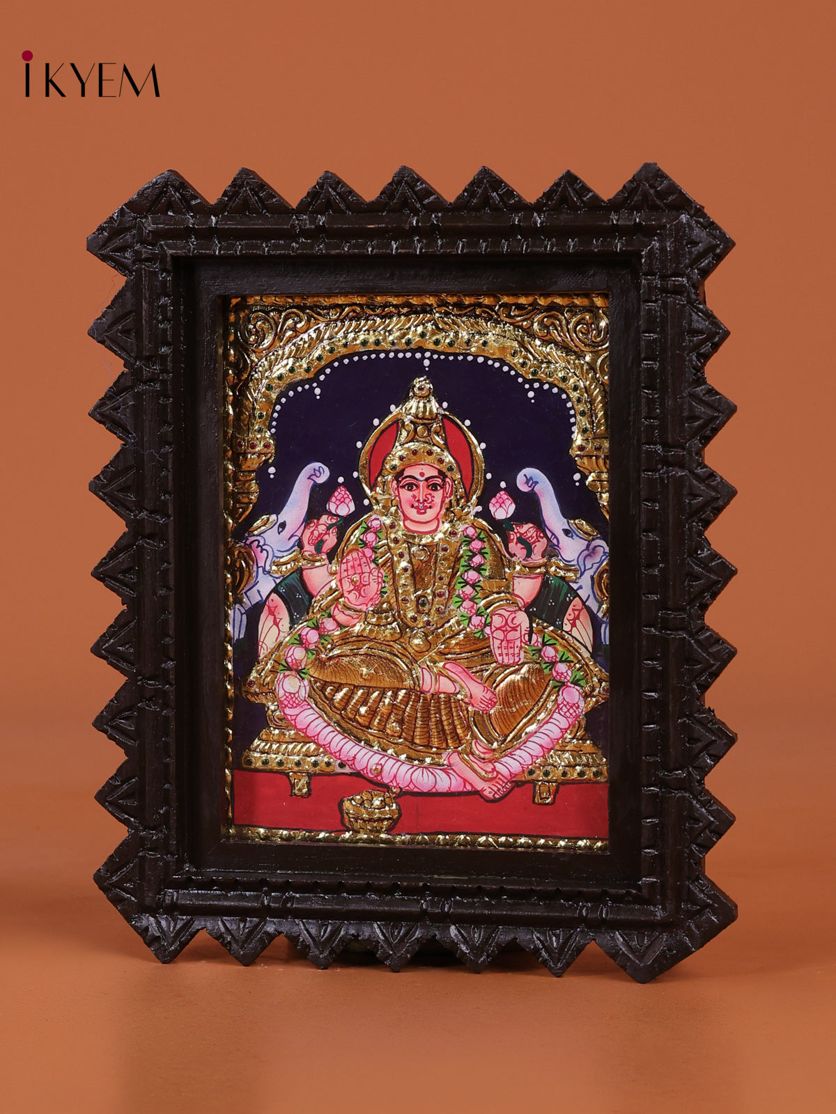 Authentic GajaLakshmi Tanjore Painting In Chettinad Frame 2