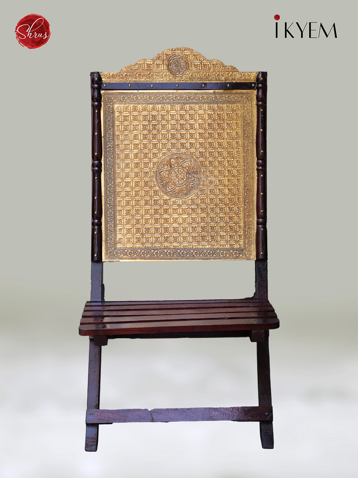 AAAWooden Chair with Brass Embellishments