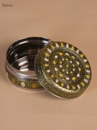 Beautiful Floral Designed Oxidized Kitchen Storage Dabba 1