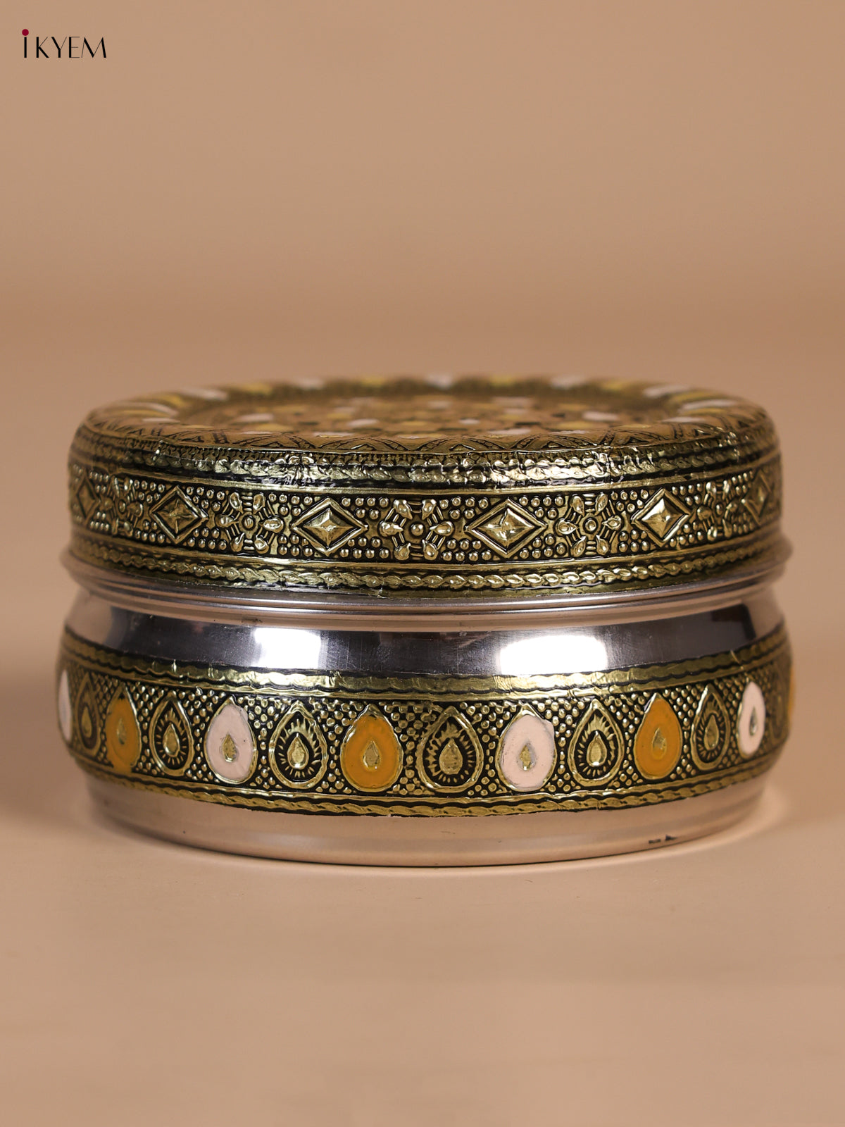 Beautiful Floral Designed Oxidized Kitchen Storage Dabba 2