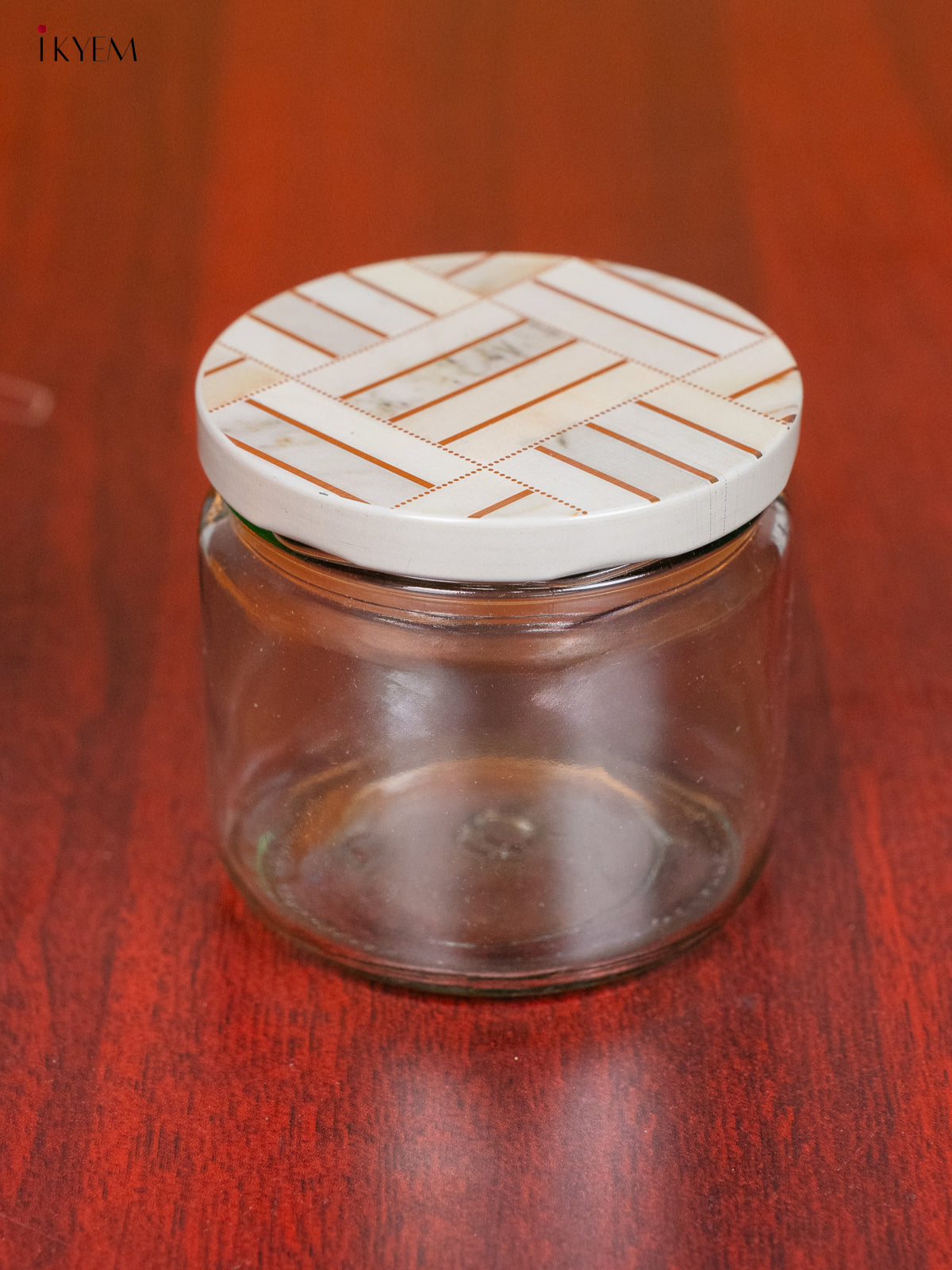 Beautiful Glass Storage Jars With Elegant White Digital Printed Lids