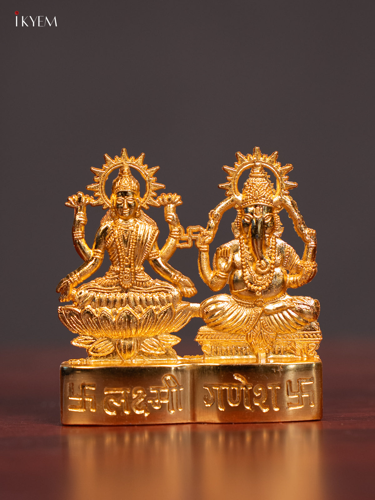 Beautiful Gold Plated Lakshmi & Ganesha Idol 