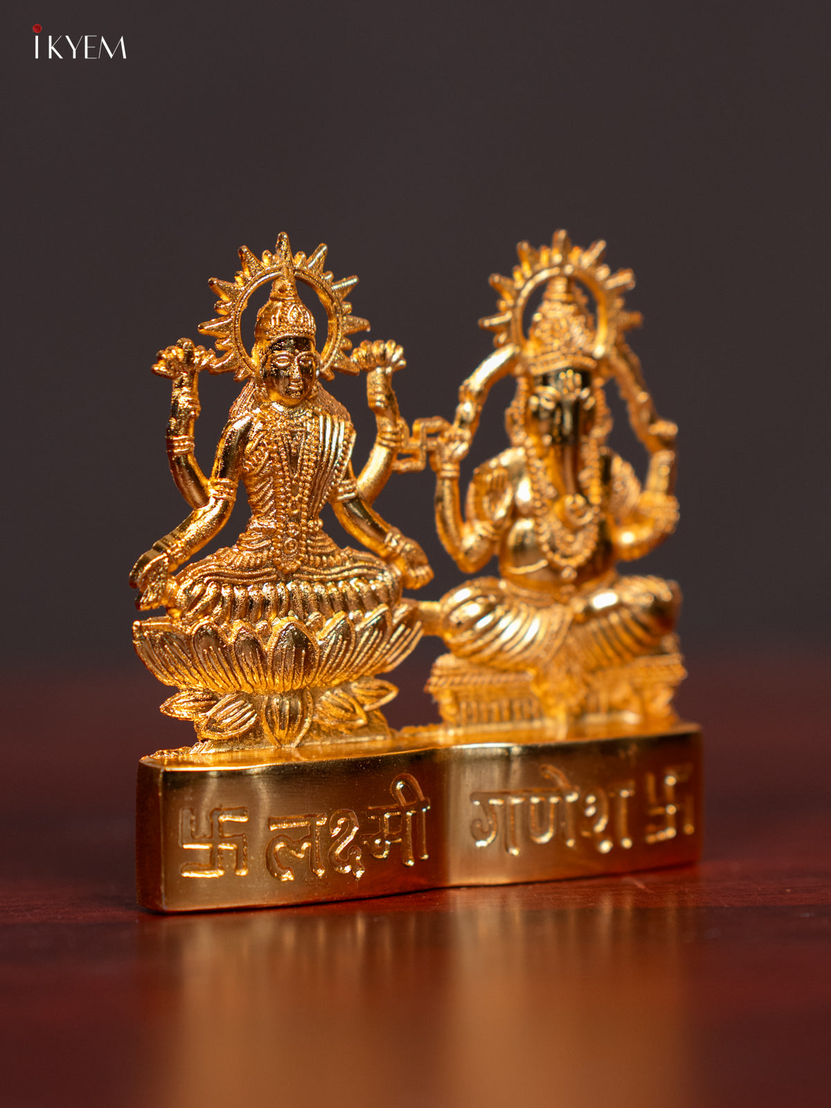 Beautiful Gold Plated Lakshmi & Ganesha Idol 1