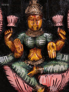 Beautiful Hand Carved Goddess GajaLakshmi, Saraswathi & Ganesha Wooden Panel 2