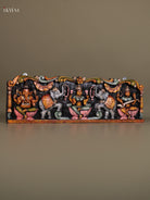Beautiful Hand Carved Goddess GajaLakshmi, Saraswathi & Ganesha Wooden Panel 4