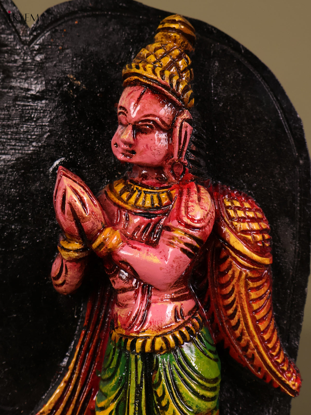 Beautiful Hand Carved Lord Vishnu With Garuda Wooden Panel 2