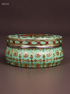 Beautiful Mint Green Meenakari Storage Box With Peacock Design 3