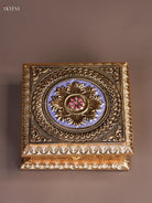 Beautiful Wooden Dry Fruit Box In Purple With Floral Design 