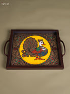 Bright Annapakshi Reverse Glass Painted Tray In Yellow