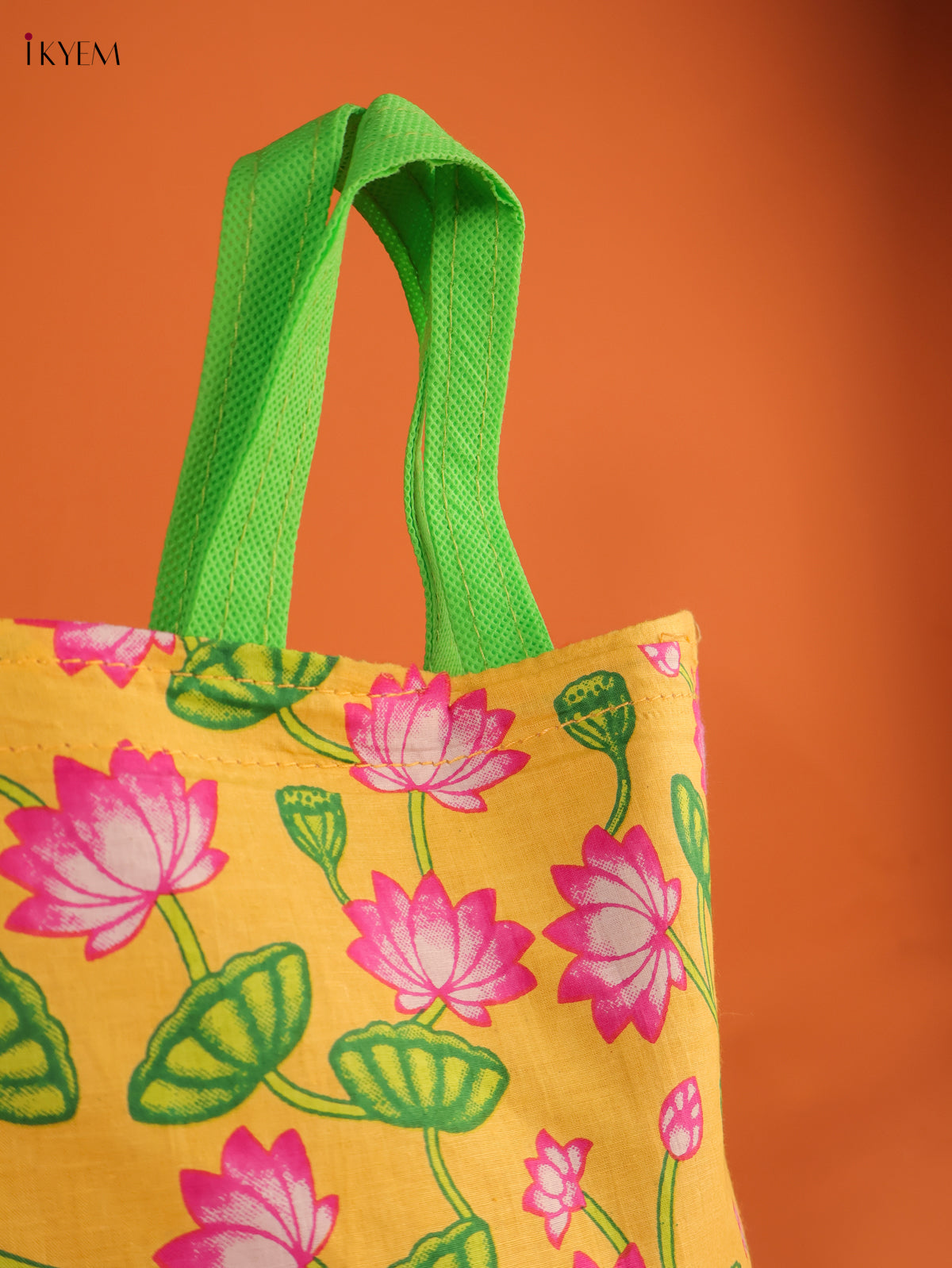 Bright Yellow Favour Bag With Pichwai Lotus Print 2