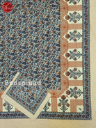 Blue And Cream- Jaipuri Block Printed Double Bedsheet - Shop on ShrusEternity.com