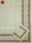 Cream And Pink Jaipur Block Printed double bed spread - Shop on ShrusEternity.com