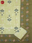 Green And Cream- Jaipur Block Printed Double Bed Spread - Shop on ShrusEternity.com