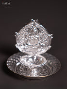 Charming German Silver Lakshmi Diya With A Small Plate 1