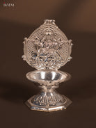 Charming German Silver Lamp With Goddess Lakshmi Print 