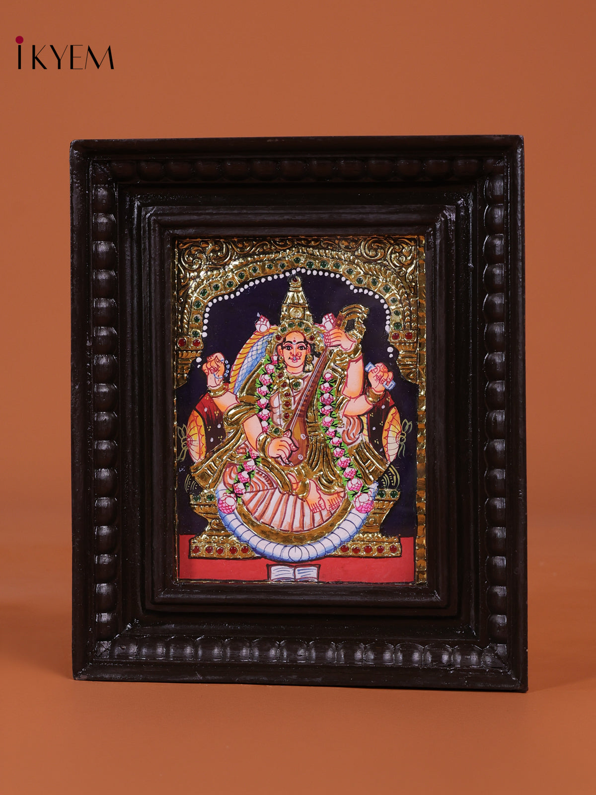 Charming Goddess Saraswati Thanjavur Painting 