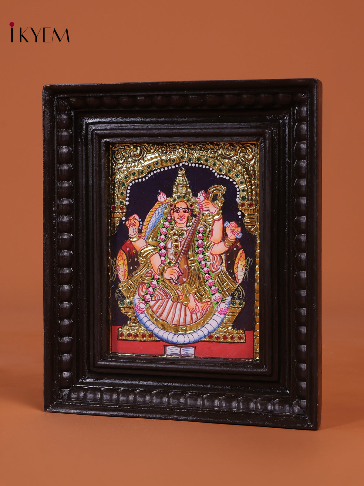 Charming Goddess Saraswati Thanjavur Painting 2
