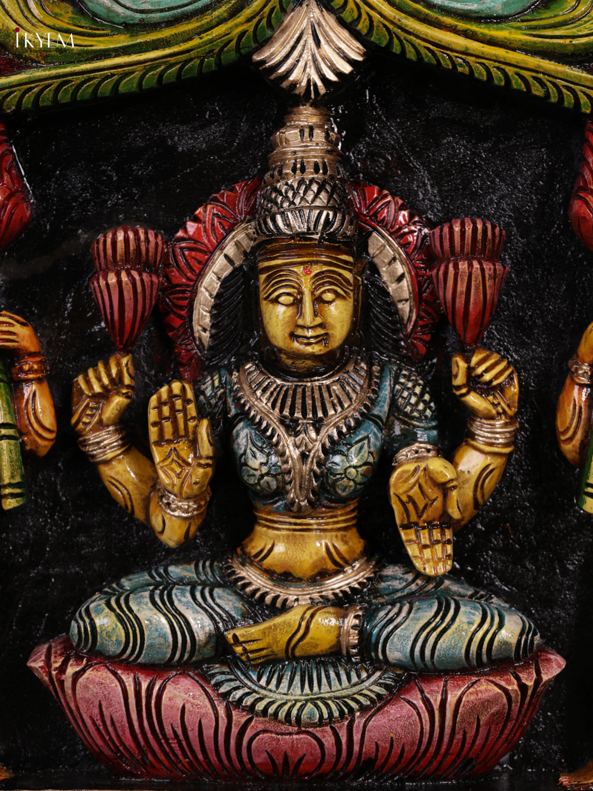Charming Hand Carved Goddess Lakshmi Wooden Panel 2