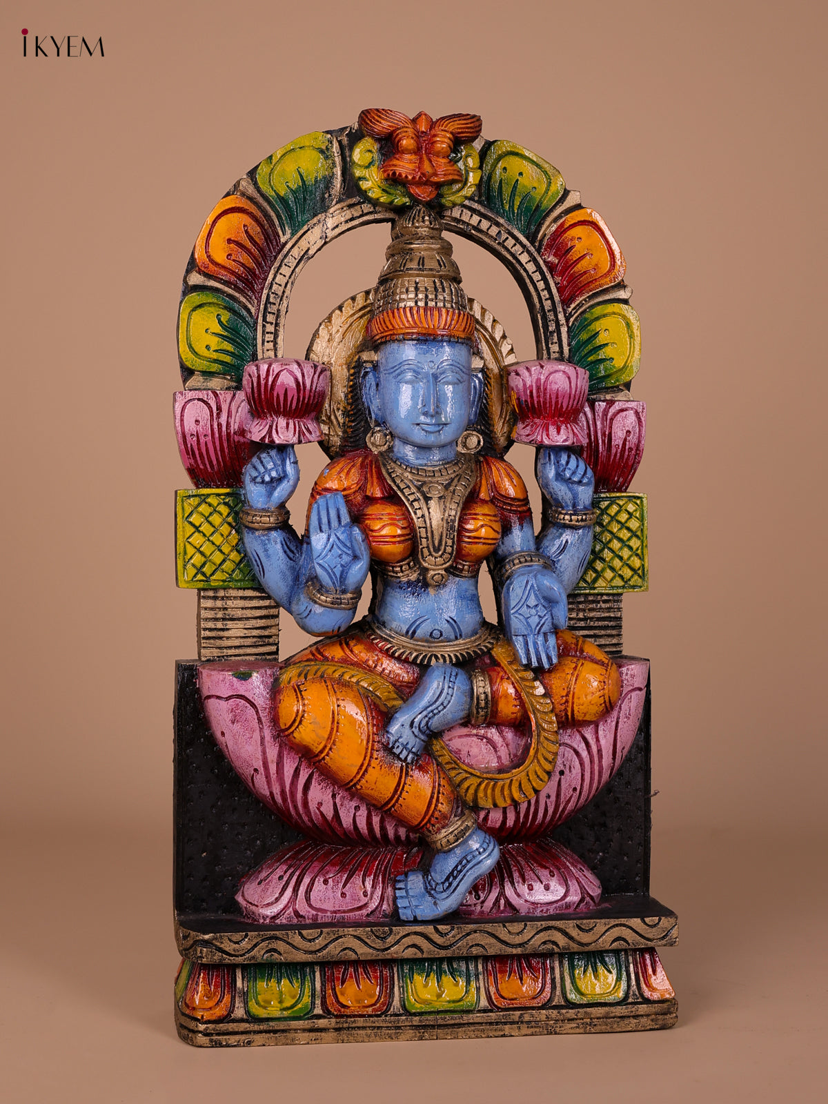 Charming Handcrafted Goddess Lakshmi Wooden Carved Idol 2