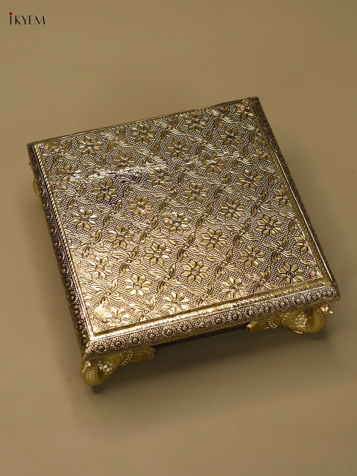 Charming Oxidized Bajot with Peacock Embossed Legs - 6x6 Inch