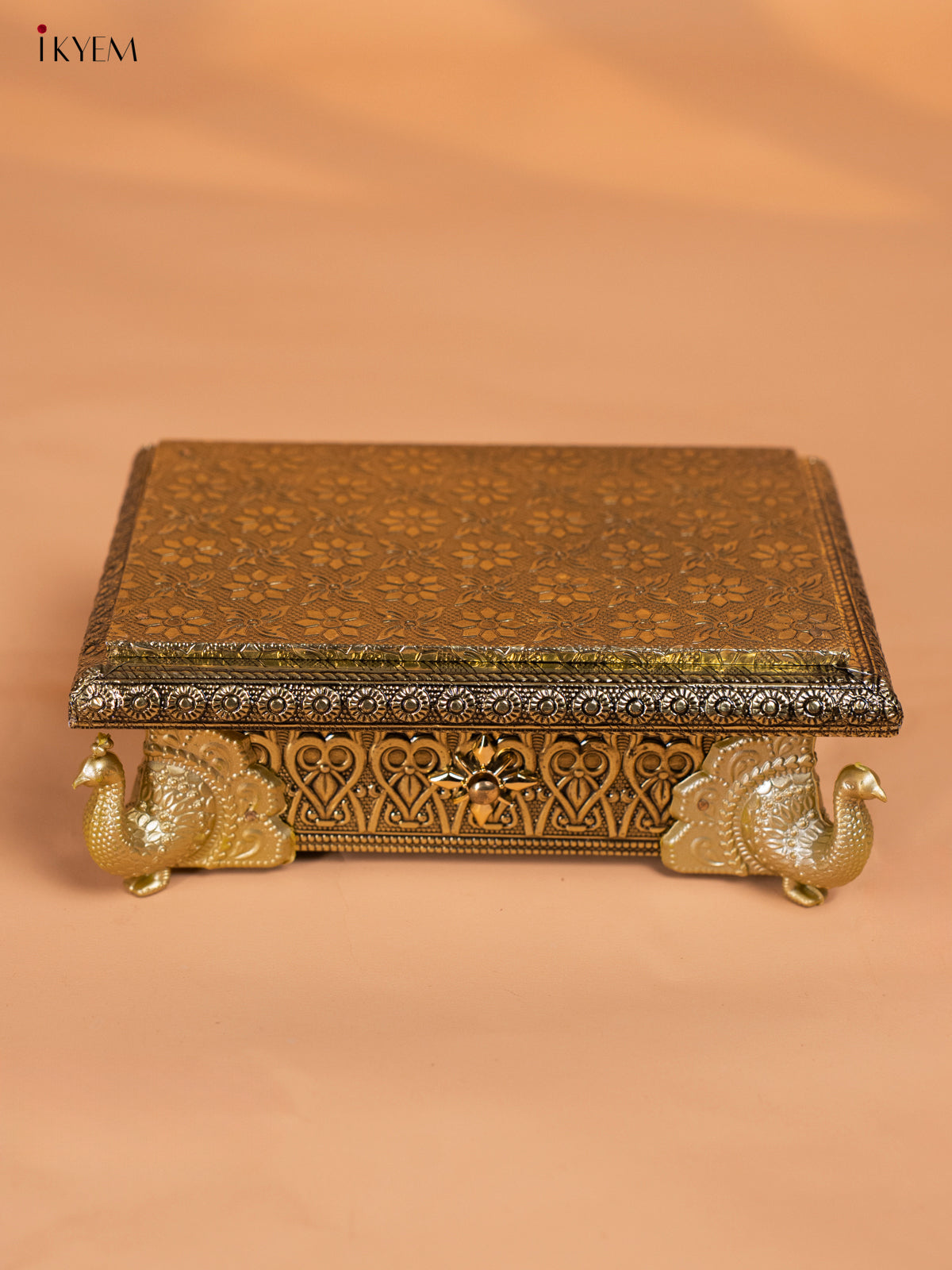 Elegant Gold Oxidized Bajot with Peacock Legs - (7x5) 