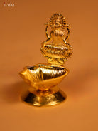 Chic Gold Plated Shank Oil Lamp With Goddess Lakshmi Design