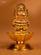 Chic Gold Plated Shank Oil Lamp With Goddess Lakshmi Design 1