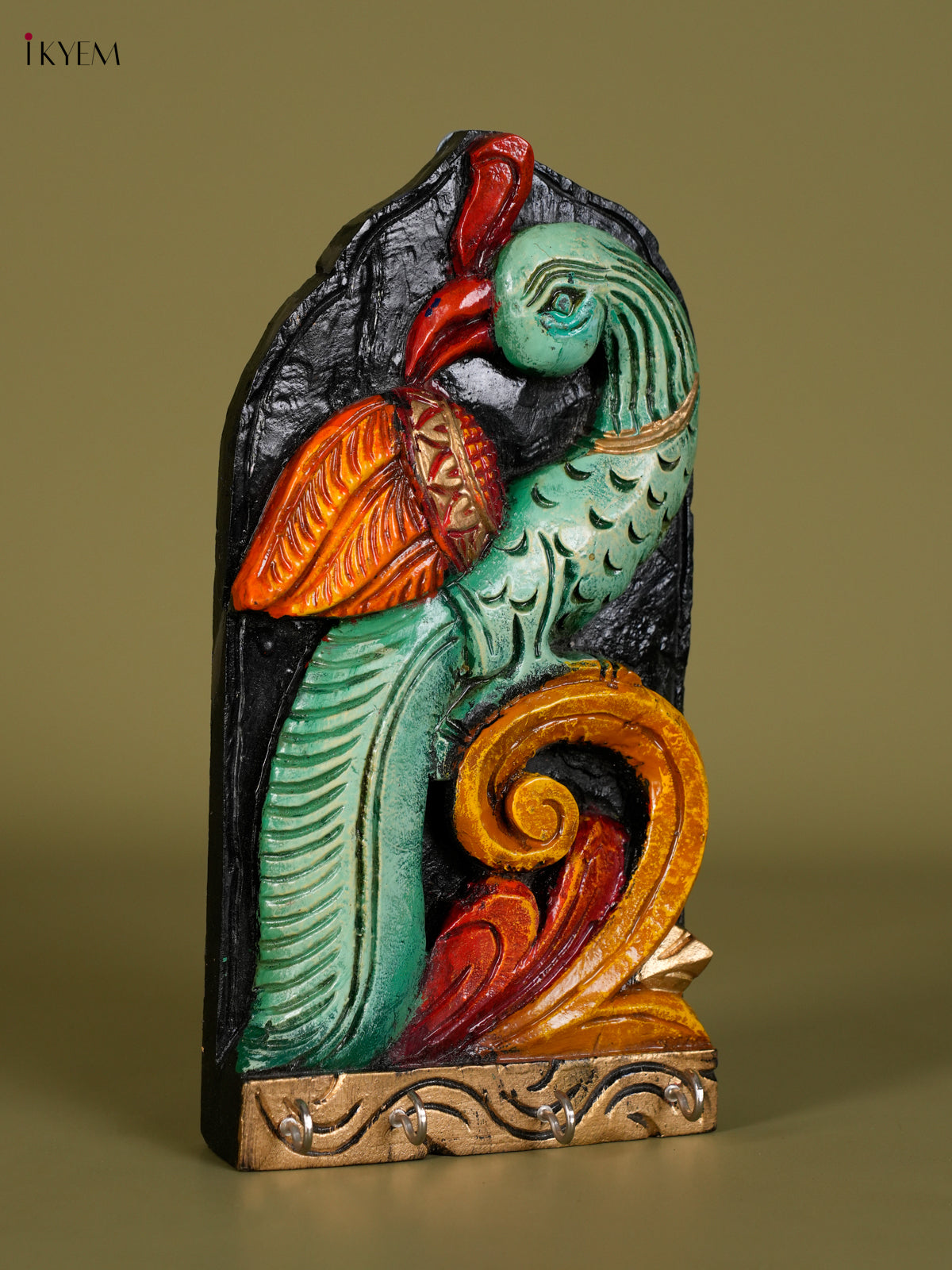 Chic Hand Painted Parrot Wooden Keychain Holder 1
