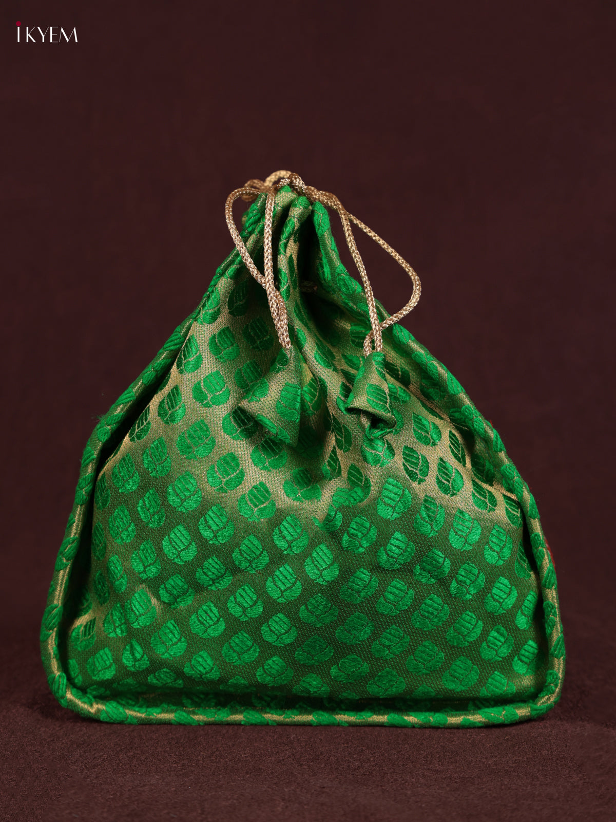 Chic Korai Potli Bag In Green & Orange 2