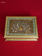 Chic Wooden Dry Fruit Box In Blue & White With Peacock Design 
