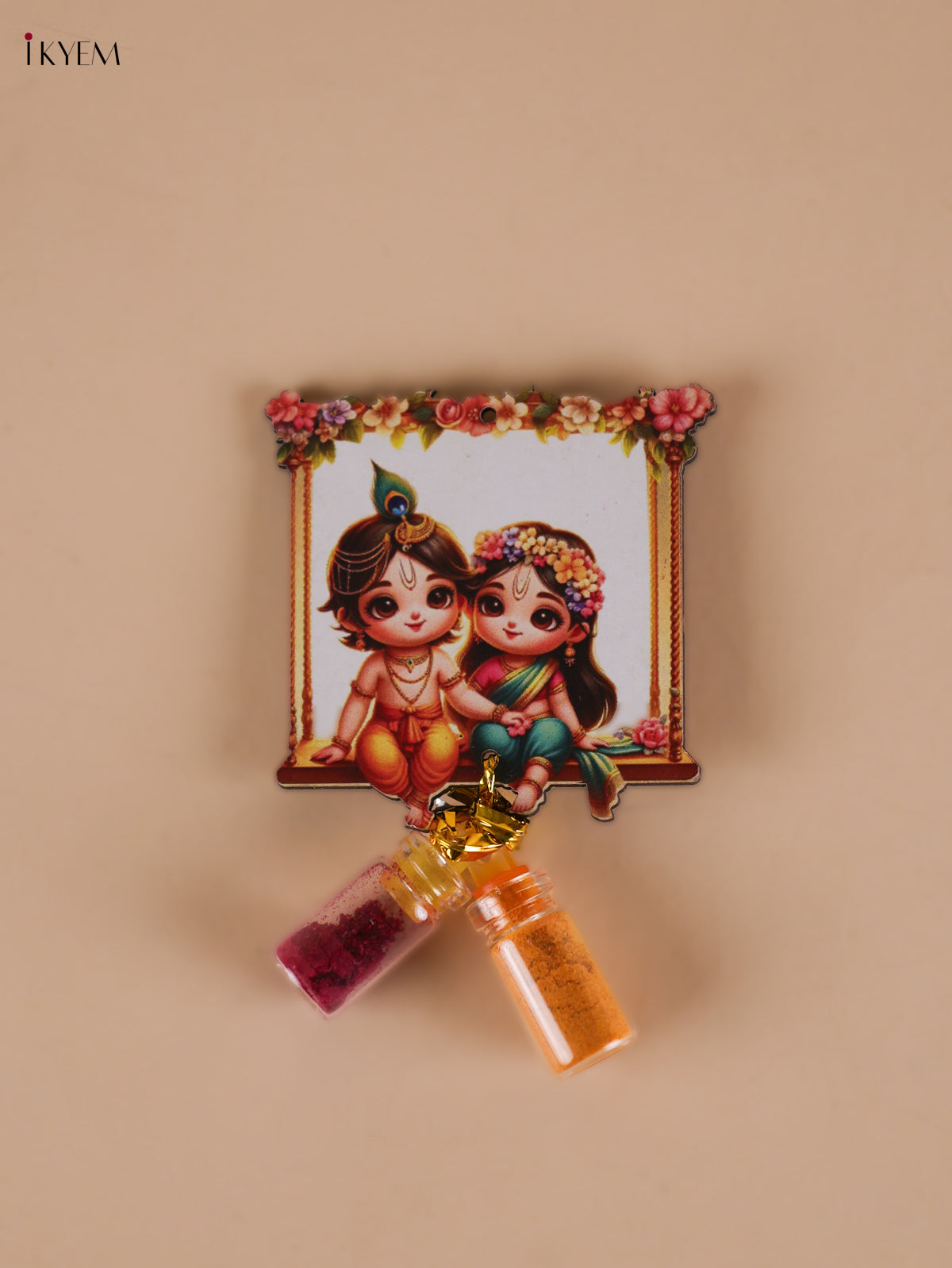 Cute Little Radha Krishna Haldi Kumkum Set with Fridge Magnets