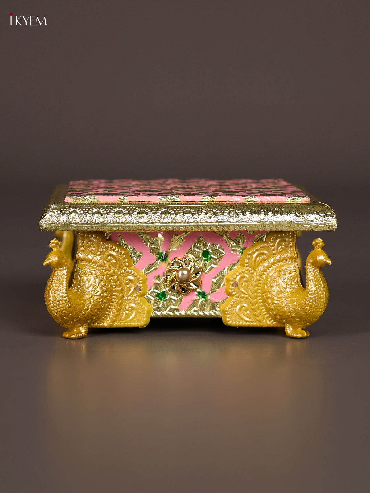 Cute Pink Meenakari Manai with Peacock Embossed Legs 1